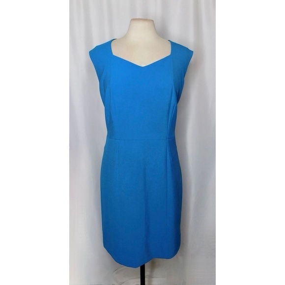 Boss HUGO BOSS Blue Sheath Dress Solid Classic Business Career Office Size 14 - Picture 1 of 11